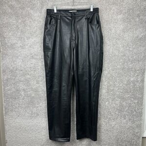 Abercrombie Curve Love 90s Straight Ultra High Rise Pants 32/14 Faux Leather